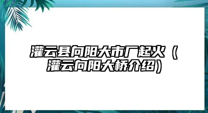 灌云縣向陽(yáng)大市廠起火（灌云向陽(yáng)大橋介紹）