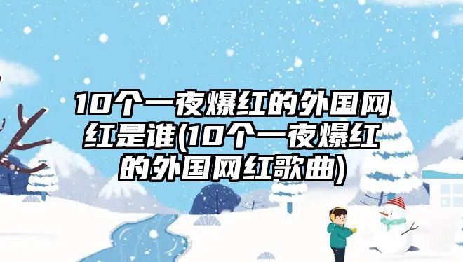 10個一夜爆紅的外國網紅是誰(10個一夜爆紅的外國網紅歌曲)