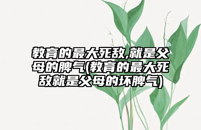 教育的最大死敵,就是父母的脾氣(教育的最大死敵就是父母的壞脾氣)