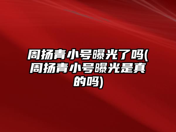 周揚青小號曝光了嗎(周揚青小號曝光是真的嗎)