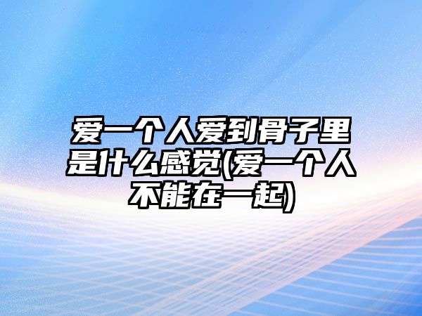 愛一個人愛到骨子里是什么感覺(愛一個人不能在一起)