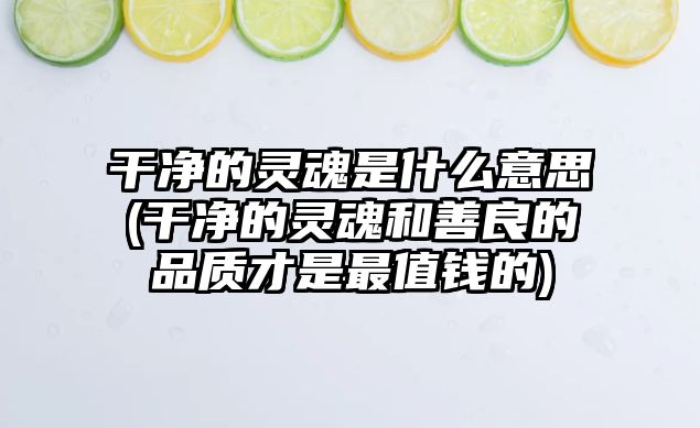 干凈的靈魂是什么意思(干凈的靈魂和善良的品質(zhì)才是最值錢的)